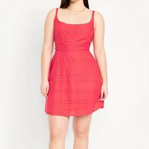 Old Navy Cami Mini Dress Red Eyelet Lace XL